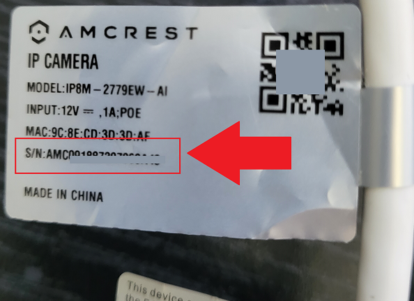 How To Find A Serial Number (IP8M-2779EW-AI) – Amcrest