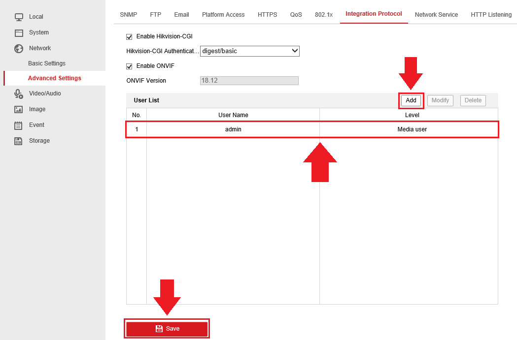 Enable store onvif hikvision