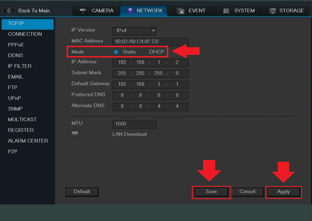 amcrest network setup