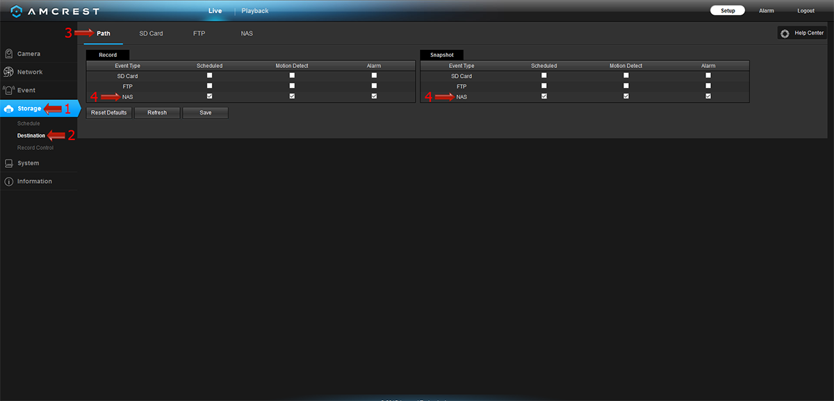 NAS/FTP Storage Setup – Amcrest