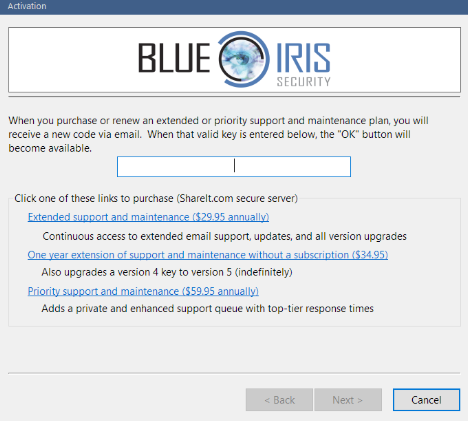 blue iris key code