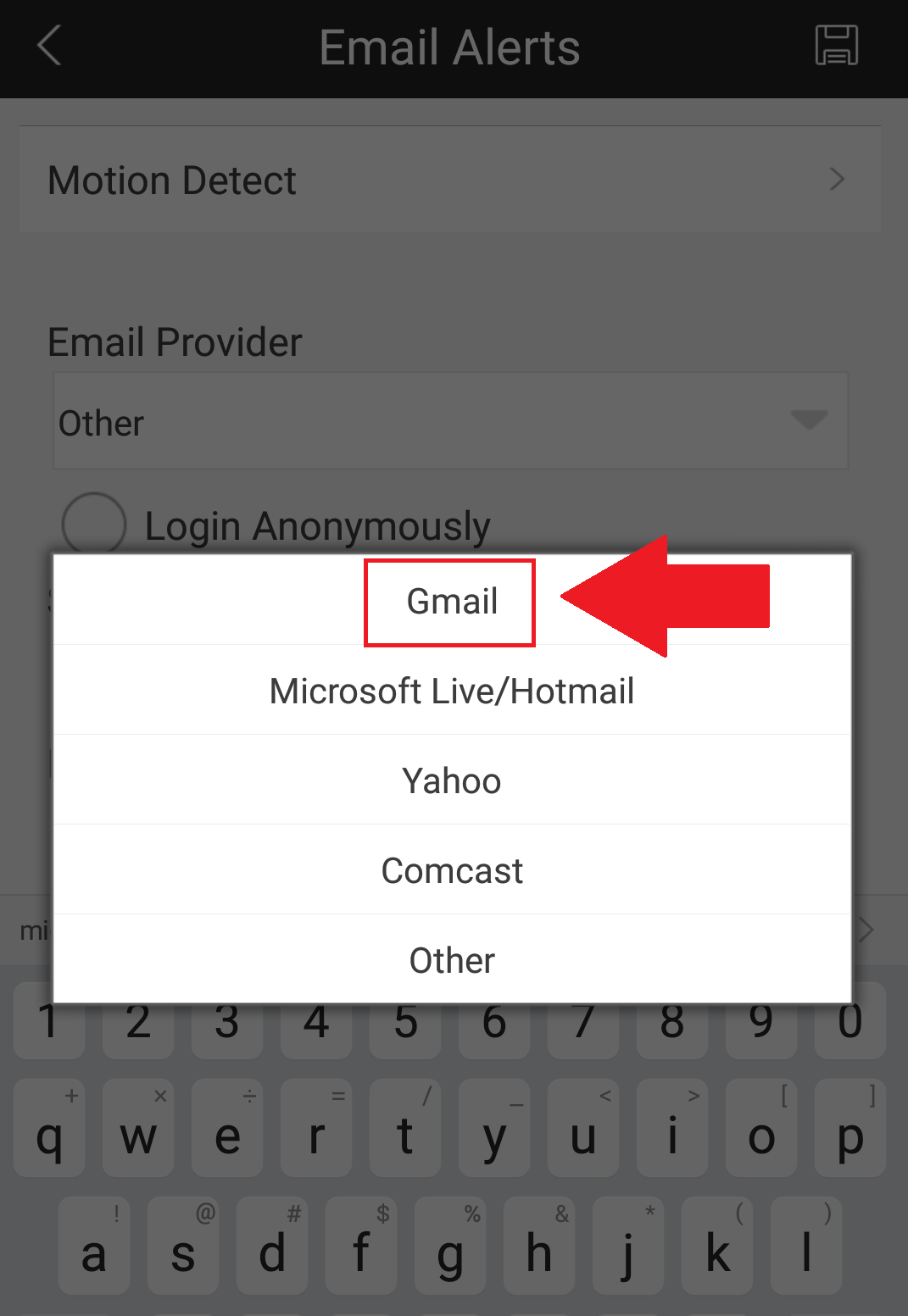 amcrest prohd email settings for gmail