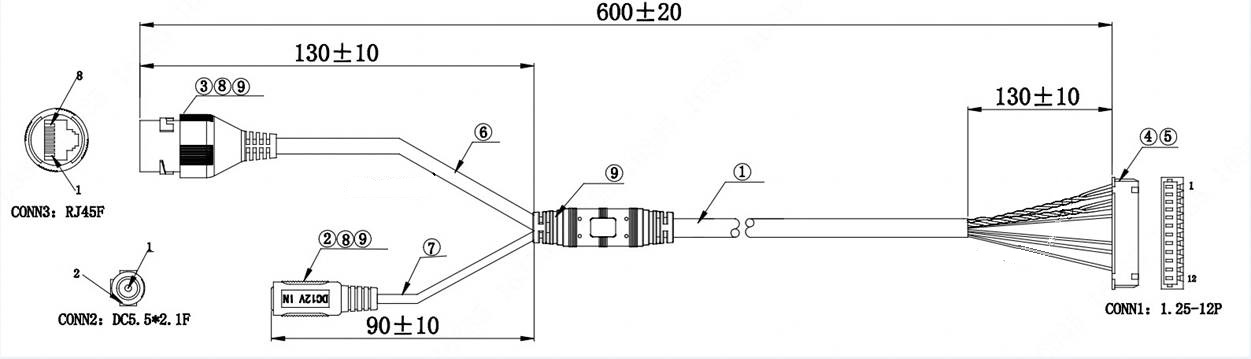 CC3710S-6 Camera RJ45-10 Pinout assignment