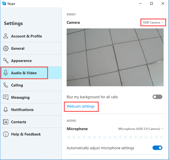 change webcam settings mac