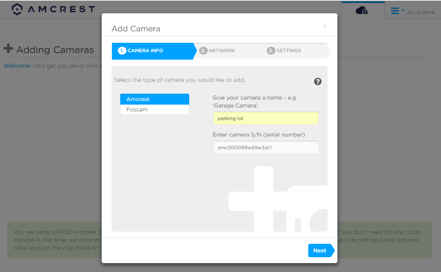 amcrest cloud setup