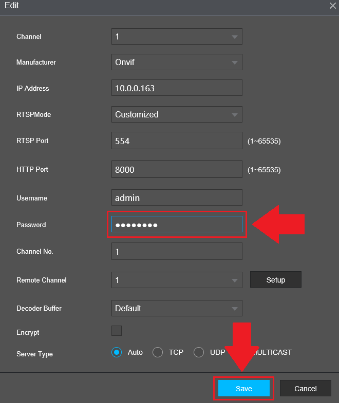 reolink camera admin password